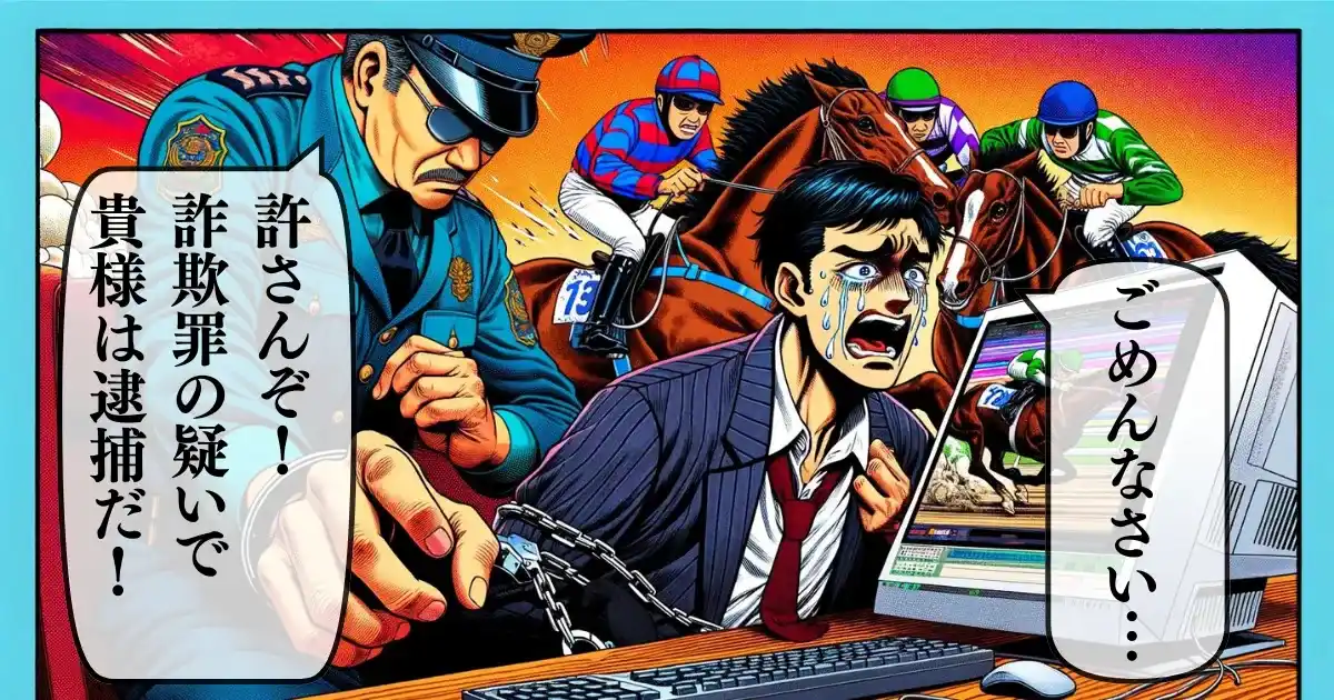 競馬予想詐欺業者の逮捕事例を説明