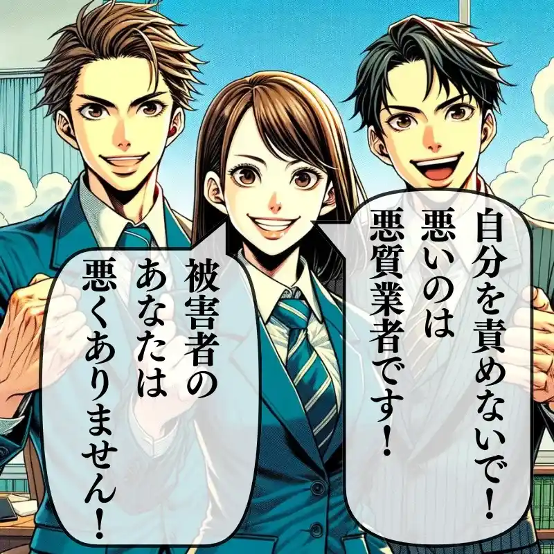 自分を責めないで！悪いのは悪質業者です！被害者のあなたは悪くありません！