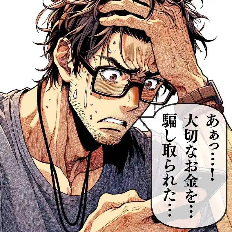 あぁっ…！大切なお金を…騙し取られた…
