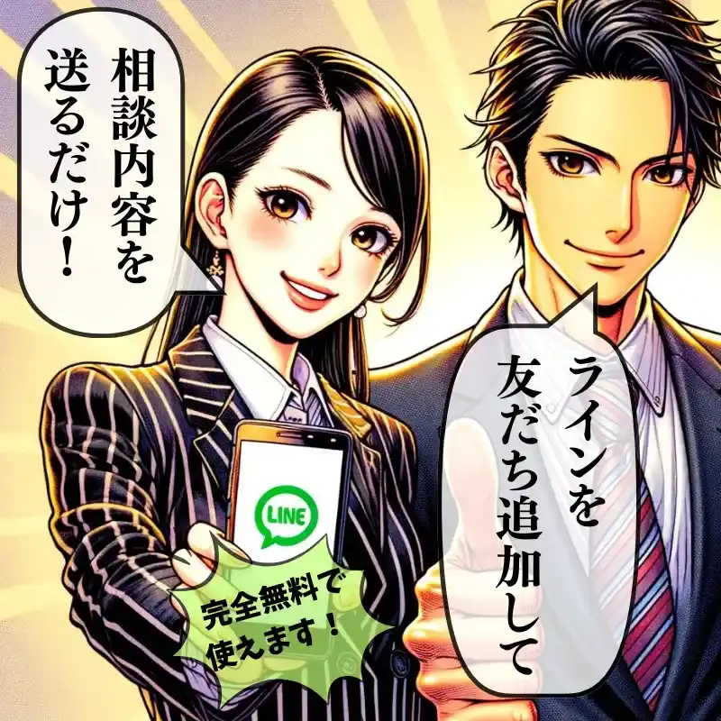 ラインを友だち追加して相談内容を送るだけ！完全無料で使えます！